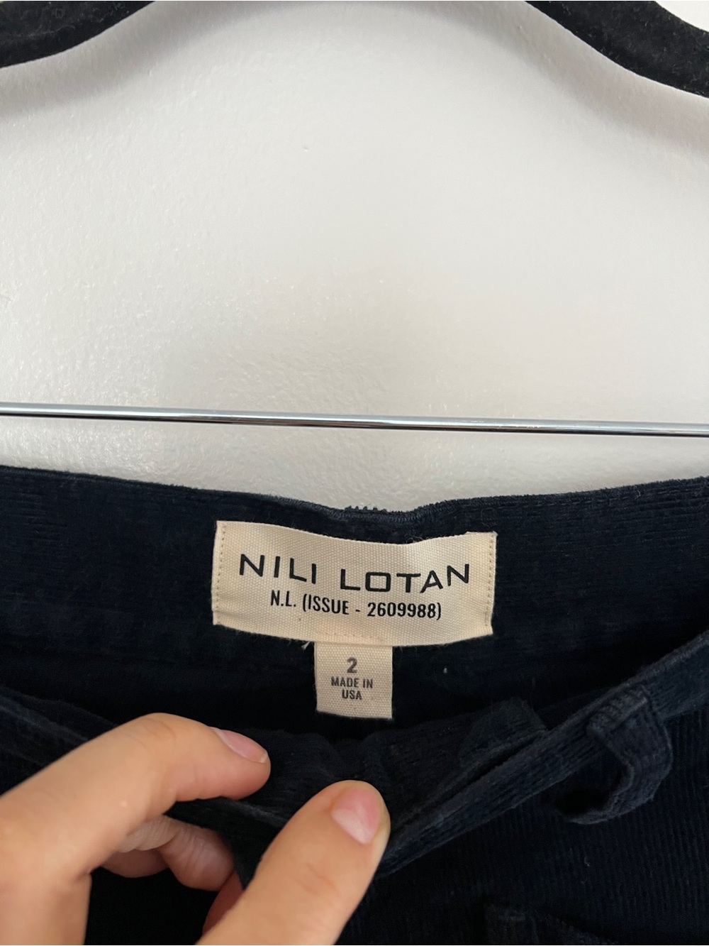 Nili Lotan Shon Cotton Blend Corduroy Tapered Pants Navy Size 2 - Picture 5 of 8